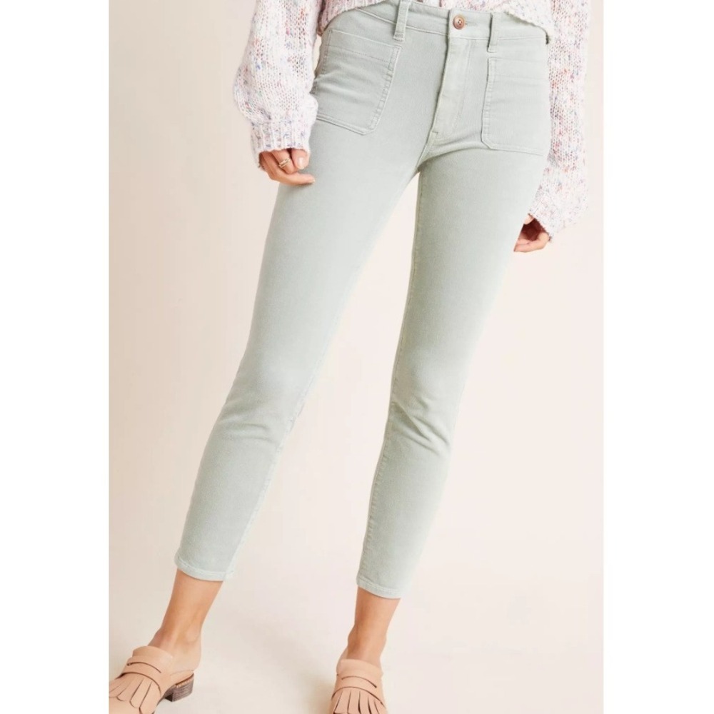 Anthropologie Pilcro Mint Green High Rise Skinny Corduroy Pants Size 29 Casual